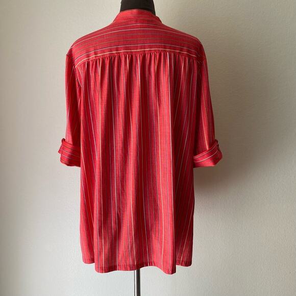 Tiger Lily sz L VINTAGE stripped 70s polyester blouse - Picture 7 of 9